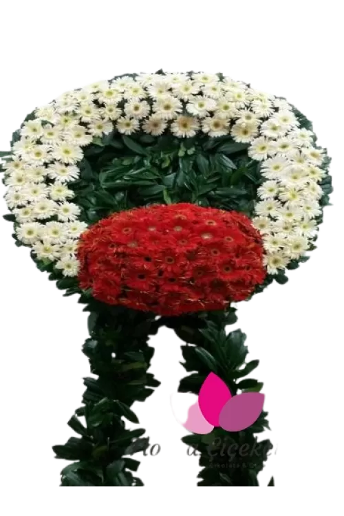 Cenaze Çelengi Beyaz Kırmızı